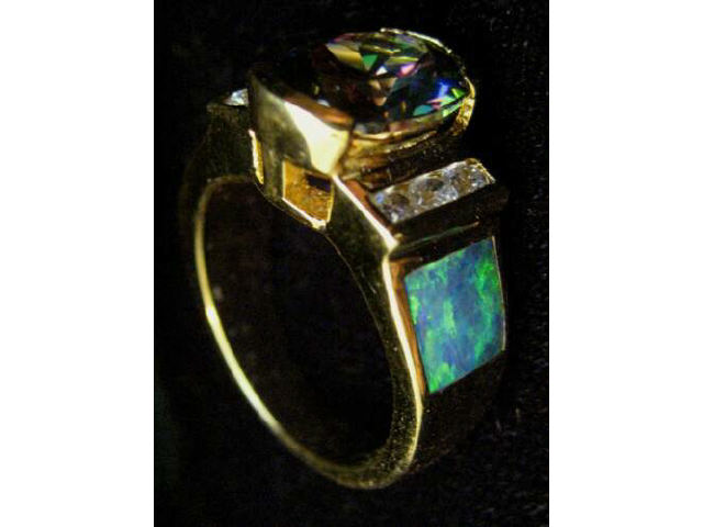 Appraisal: MULTI-GEMSTONE CRYSTAL STERLING SILVER RING