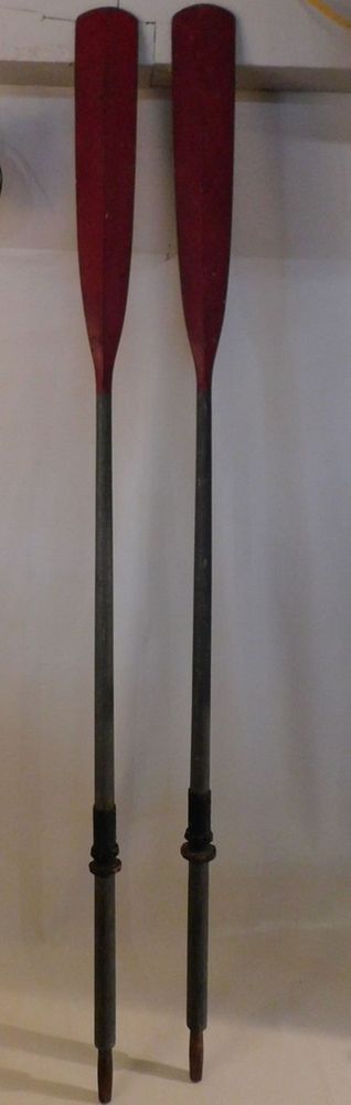 Appraisal: PAIR ANTIQUE BOAT OARS Pair antique painted wood boat oars