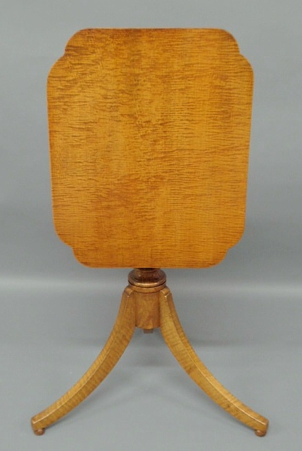 Appraisal: Sheraton tiger maple candlestand c h top x