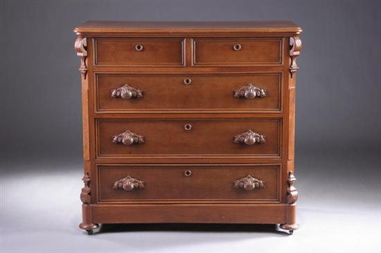 Appraisal: AMERICAN RENAISSANCE REVIVAL WALNUT CHEST OF DRAWERS Late th century