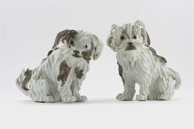 Appraisal: A pair of Samson Bolognese terriers after Meissen the bewhiskered