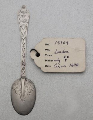 Appraisal: A William and Mary engraved trefid spoon maker's mark only