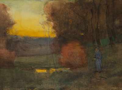 Appraisal: Charles Austin Needham American - An Autumn Sunset Watercolor on