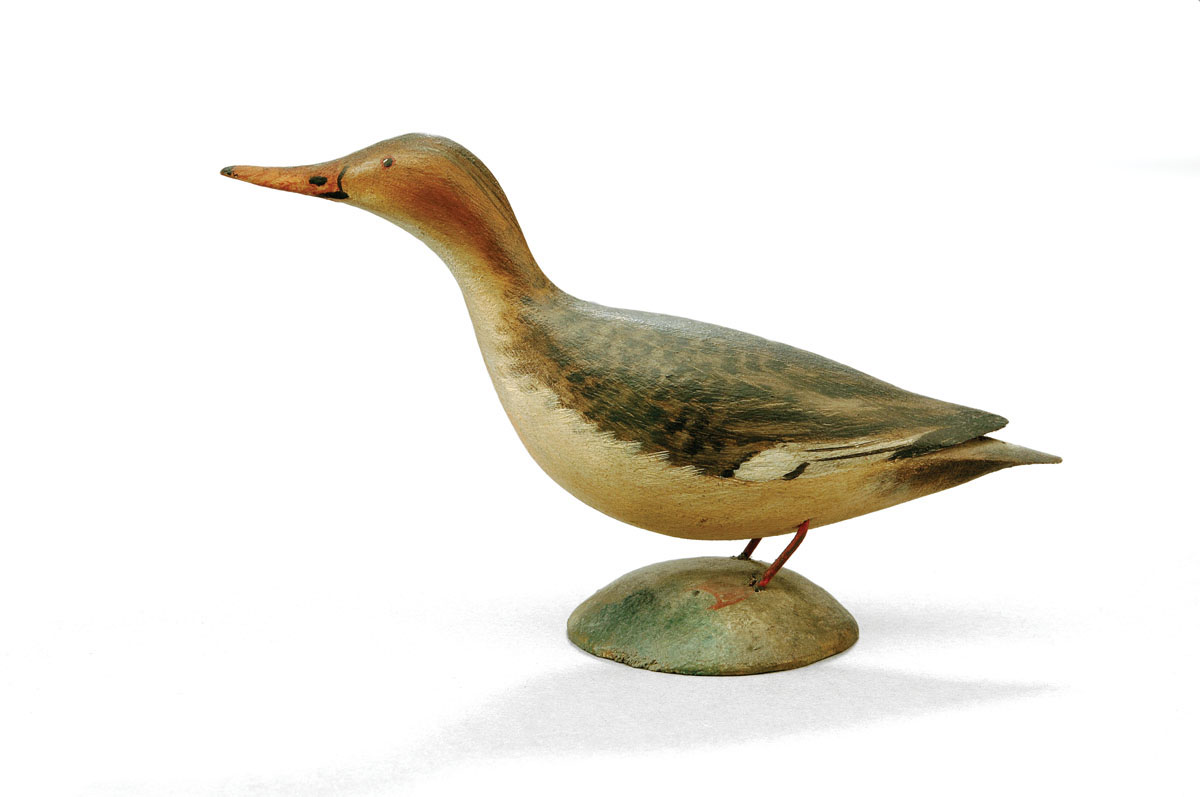 Appraisal: A ELMER CROWELL - CARVED AND PAINTED MERGANSER HEN CIRCA