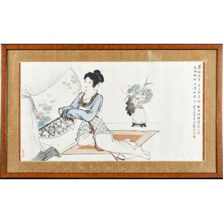 Appraisal: TH C CHINESE PAINTING Untitled woman seated by window th