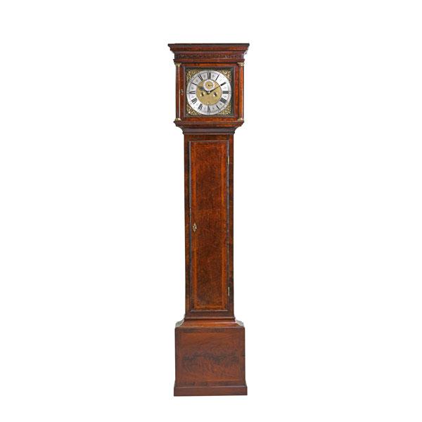 Appraisal: GEORGIAN TALL CASE CLOCK Mahogany with inlay silver dial eight