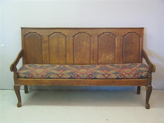 Appraisal: th Century Oak settle with panel back w in