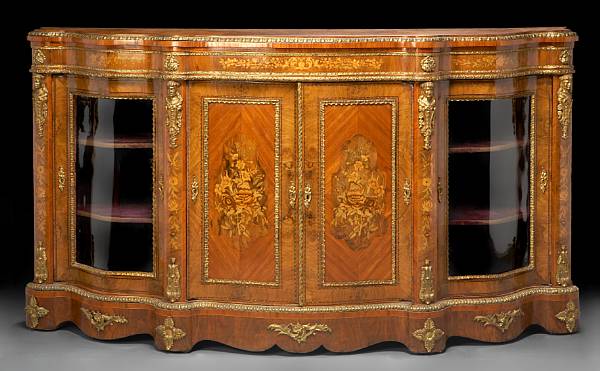 Appraisal: A Victorian gilt bronze mounted and marquetry decorated walnut credenza