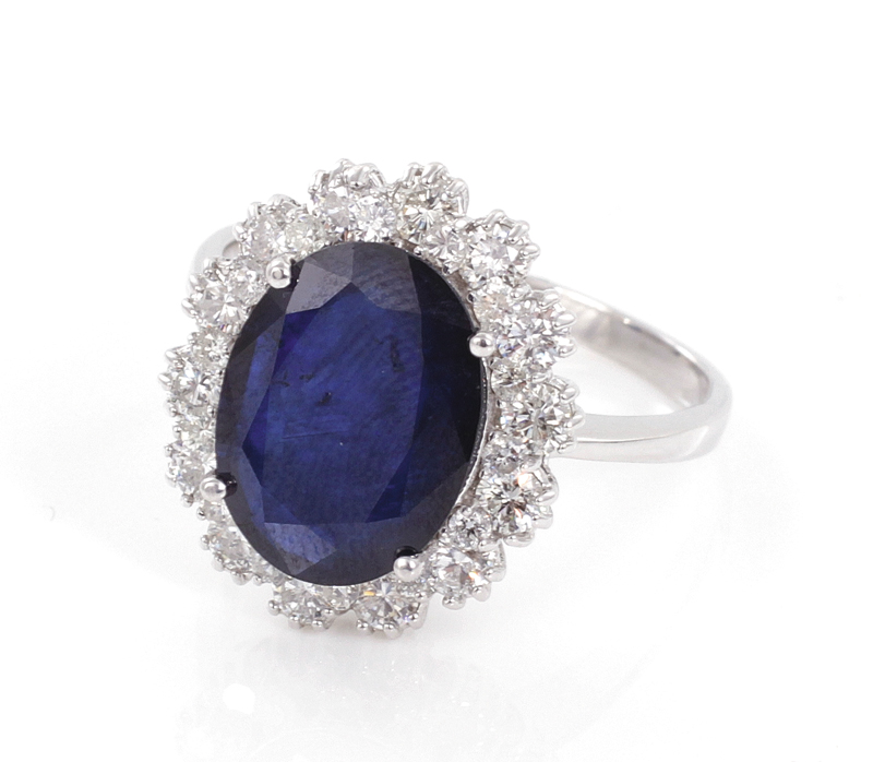 Appraisal: Blue sapphire and diamond ring K white gold approx ct