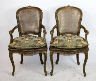 Appraisal: Pair Louis XVI style armchairs A pair of Louis XVI