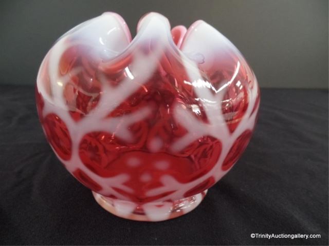 Appraisal: Fenton Spanish Lace Cranberry Opalescent Rose Bowl Very nice open