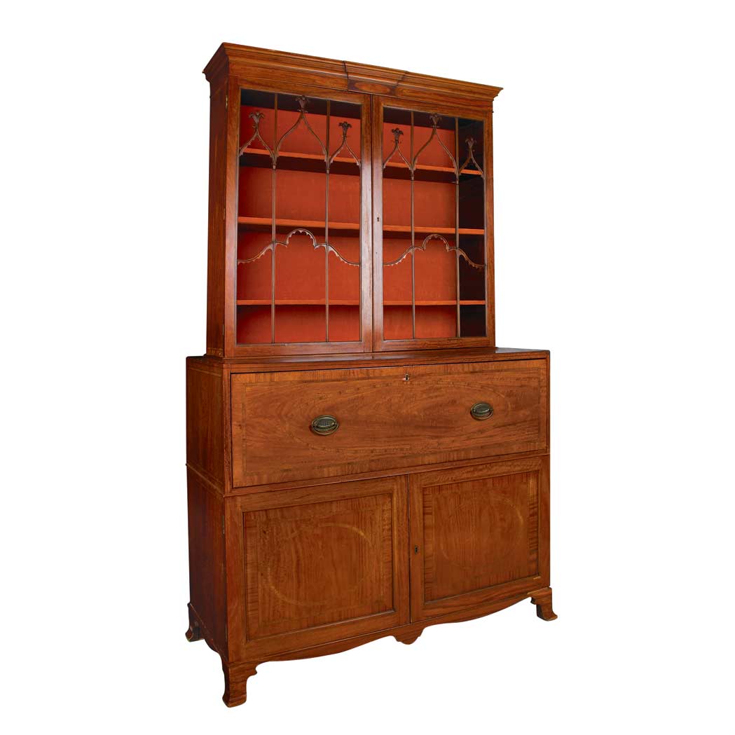 Appraisal: George III Satinwood Bureau Bookcase Late th century In two