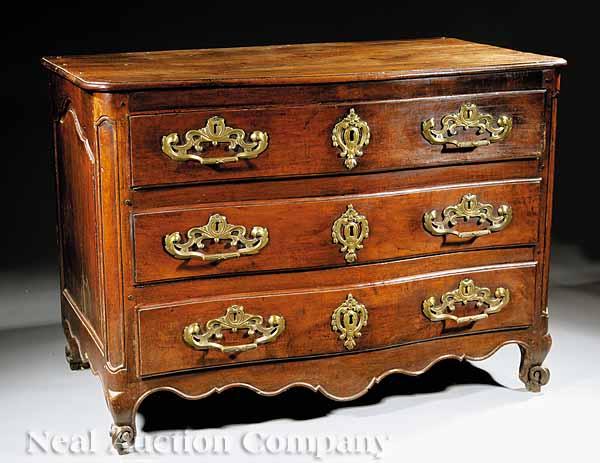 Appraisal: A Louis XV Carved Walnut Commode mid- th c serpentine