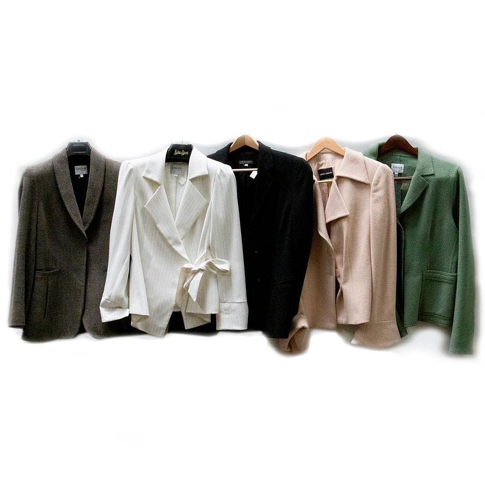 Appraisal: Five Giorgio Armani blazers in alpaca wool cashmere and polyester