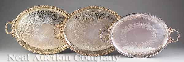 Appraisal: A Pair of Parcel Gilt Silverplate Serving Trays th c