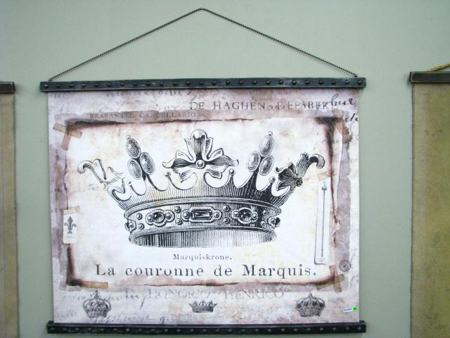 Appraisal: Decorative canvas wall hanging 'La Couronne D Marquis' dated size