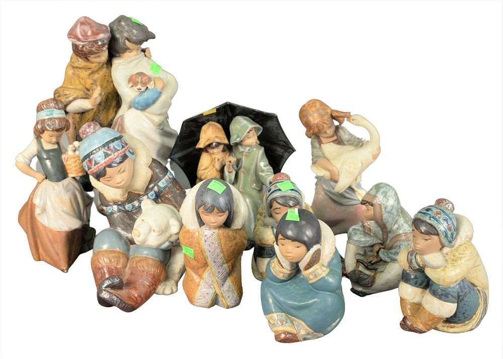 Appraisal: Ten Piece Group of Porcelain Lladro Figures to include six