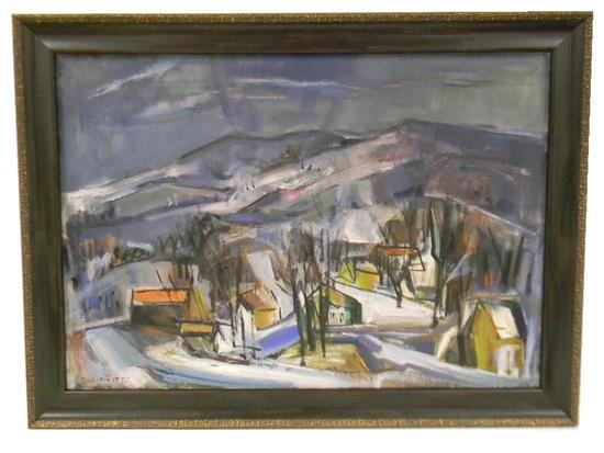 Appraisal: Marion Huse American - Abstract Winter Evening Vermont oil on