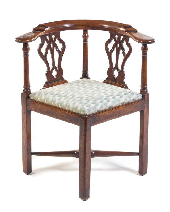 Appraisal: Sale Lot A George III Oak Corner Chair having a