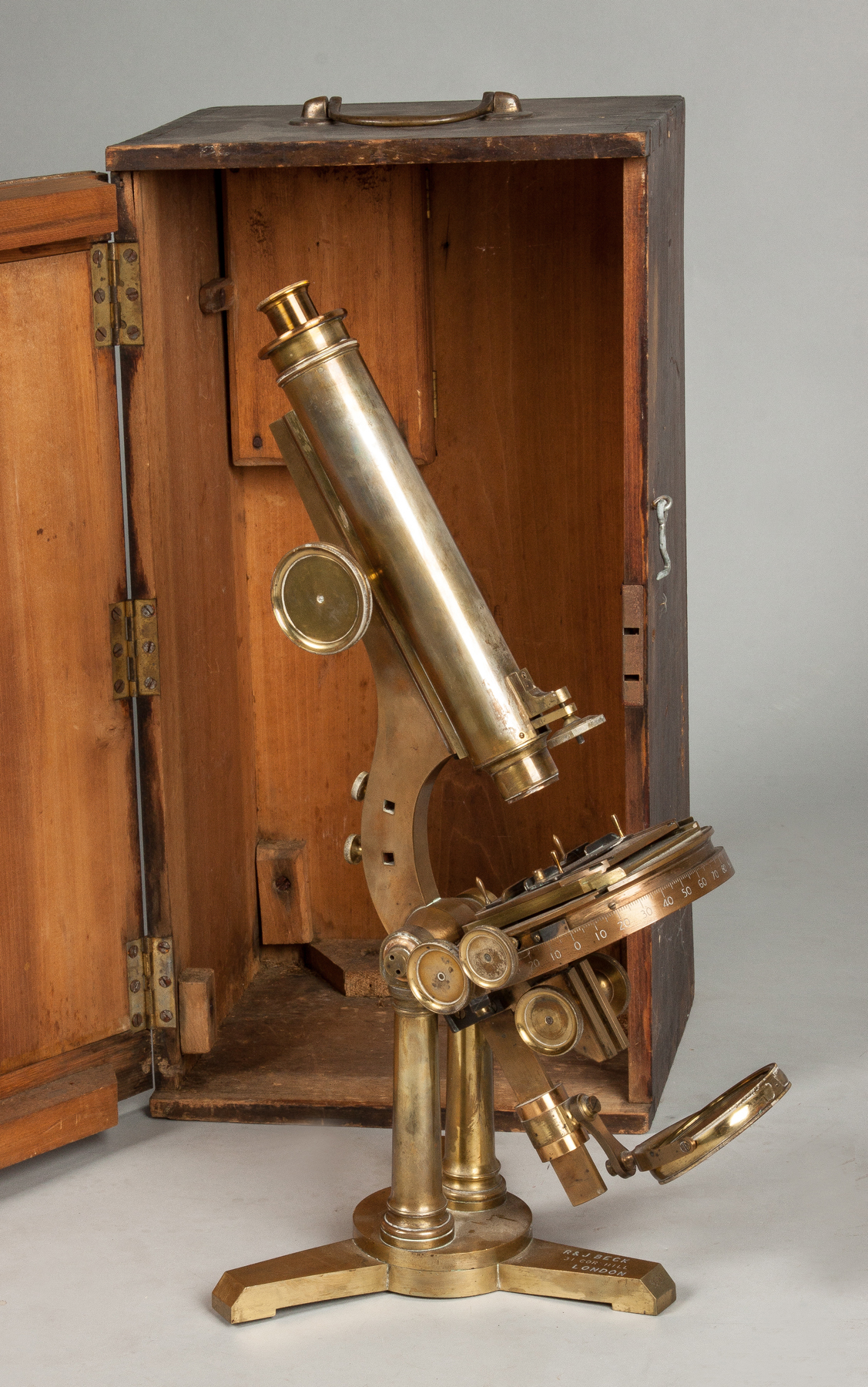 Appraisal: RJ Beck Brass Microscope Case