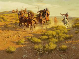 Appraisal: FRANK MCCARTHY - The Stage Attack oil on board x