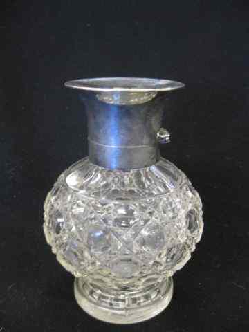 Appraisal: Sterling Silver Cut Glass Cologne Bottle cane button design crest