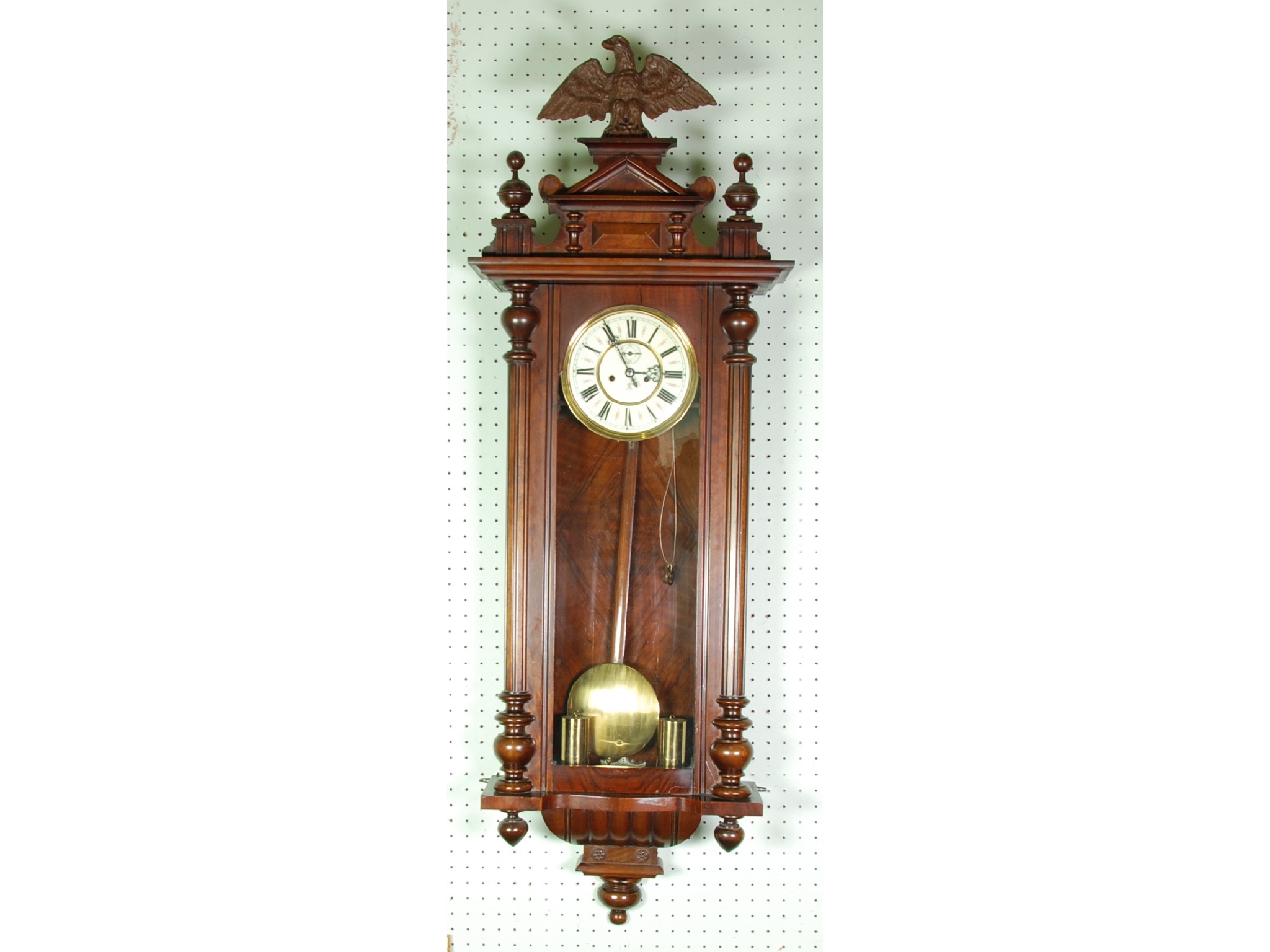 Appraisal: LATE NINETEENTH EARLY TWENTIETH CENTURY WALNUTWOOD CASED VIENNA WALL CLOCK