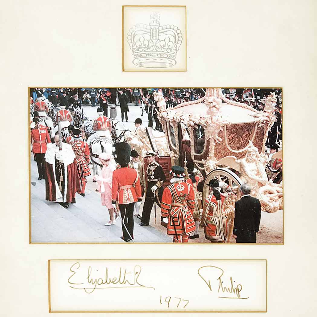 Appraisal: ROYALTY Printed photograph of HRH Queen Elizabeth and Prince Philip