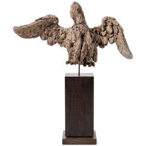 Appraisal: A Carved Wood Model of a Spread-Winged Eagle on an