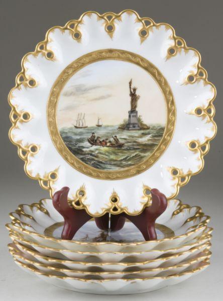 Appraisal: Set of Six New York Scenic Cabinet Plates each plate