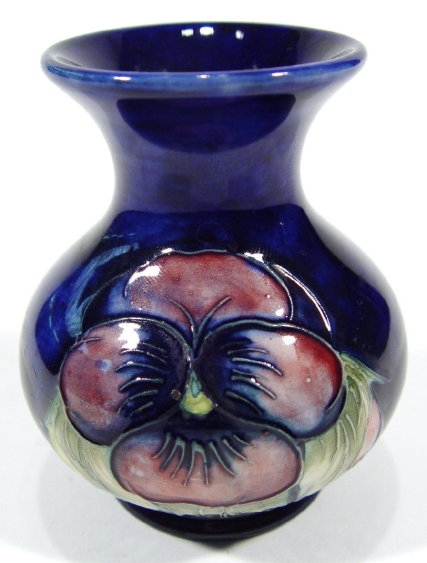 Appraisal: Miniature Moorcroft pottery vase hand painted and tubelined with pansies