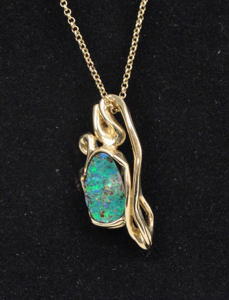 Appraisal: K Gold Boulder Opal Pendant Chain dwt gross weight high