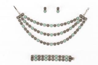 Appraisal: Jean-Louis Blin French founded A three-piece silver-tone jewelry set including