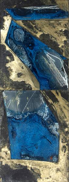 Appraisal: Laddie John Dill American born Untitled Blue diptych cement glass