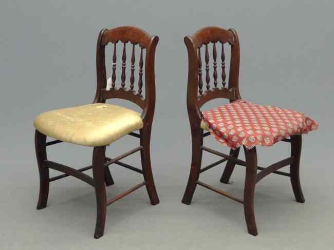 Appraisal: Pair Victorian chairs '' Seat Ht '' Overall Ht