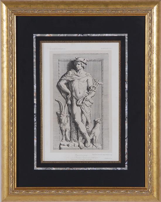 Appraisal: Classical mythological scenes framed NEPTUNE and MERCURY from Sculpture d'Arthus