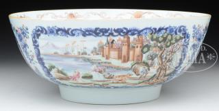 Appraisal: CHINESE EXPORT FOOTED PUNCH BOWL The punch bowl having scenic