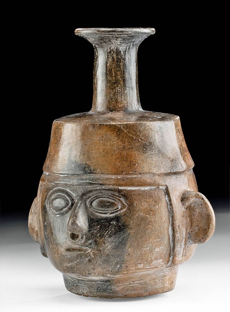 Appraisal: Inca Pottery Spouted Portrait Vessel First Time At Auction Pre-Columbian