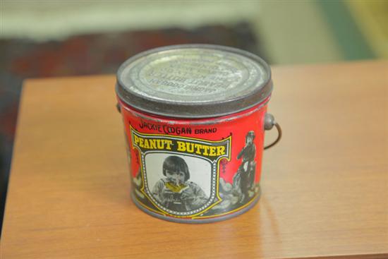 Appraisal: PEANUT BUTTER TIN ''Jackie Coogan Brand'' Red ground with Jackie