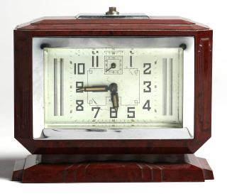 Appraisal: French Art Deco JAZ Bakelite Alarm Clock ca The angular