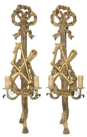 Appraisal: lot of Louis XVI style giltwood wall sconces last quarter