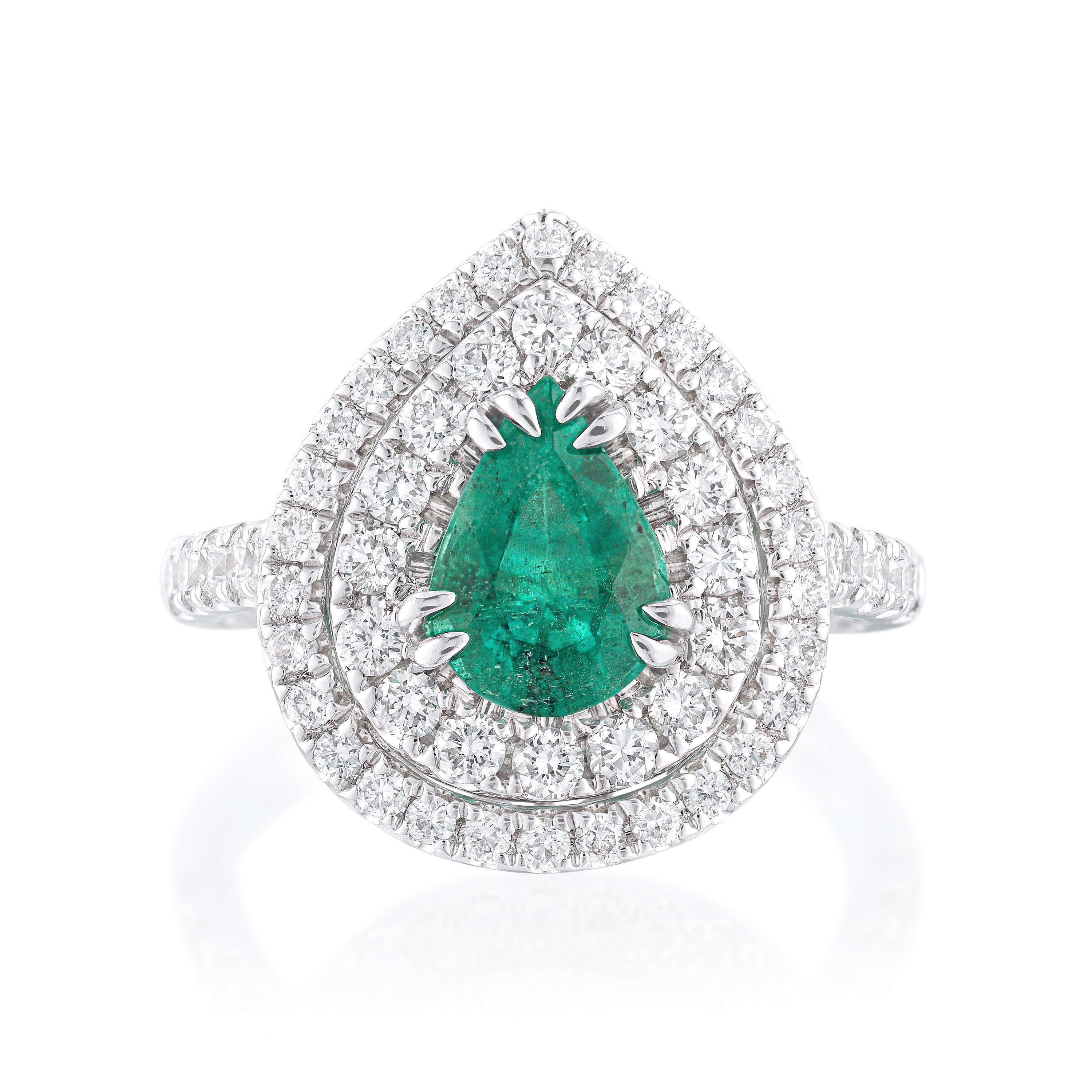 Appraisal: -CARAT EMERALD AND DIAMOND RING METAL crafted in K white