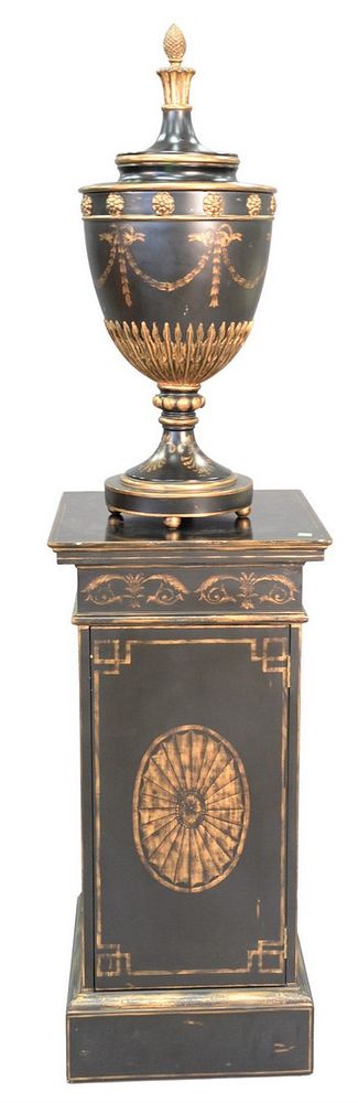 Appraisal: Contemporary Urn on Pedestal having single door urn height inches