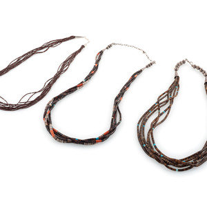 Appraisal: Pueblo Multi-strand Heishi Necklaces second half th century lot of