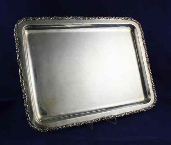 Appraisal: A th century Mexican sterling silver rectangular tray with foliate