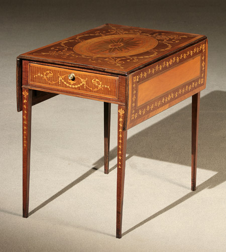 Appraisal: George III Colored Satinwood Marquetry Crossbanded Harewood Pembroke Table Circa