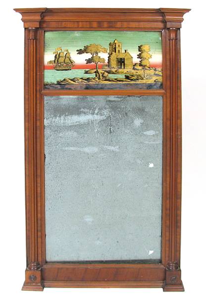 Appraisal: A Federal mahogany and eglomise mirror height in width in