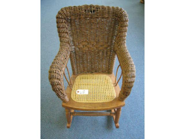 Appraisal: Victorian Childs Wicker Rocker cane seat