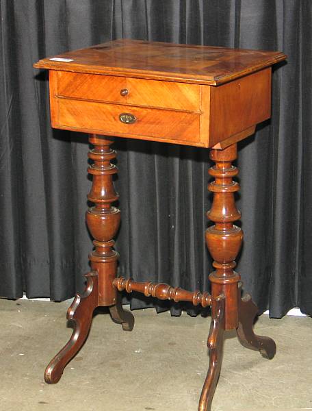 Appraisal: A Victorian walnut sewing table second half th century height