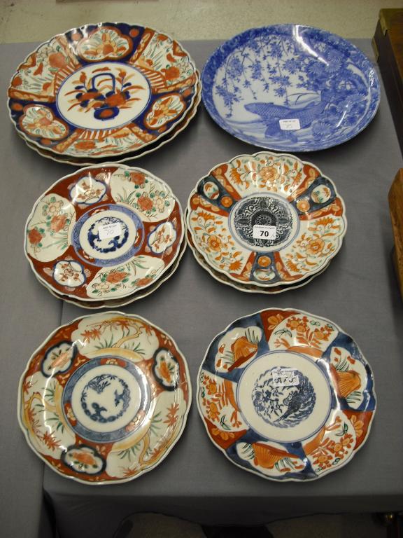 Appraisal: Two similar th century Japanese Imari fluted chargers diameter six